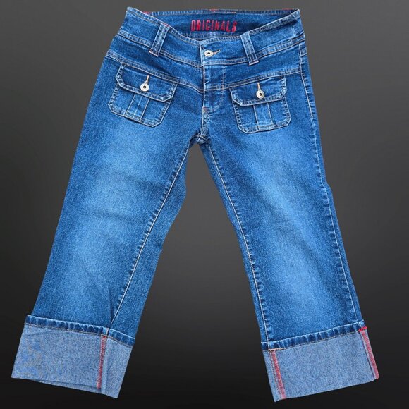 Y2K Capri Jeans Size 7 Low Rise Stretch Cropped Mcbling 2000s 725 Originals - Picture 1 of 4